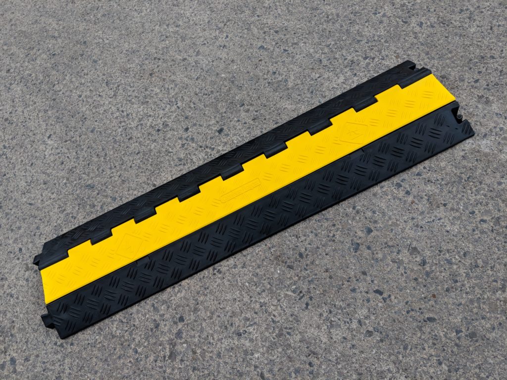 PU/PVC Hinged Lid Hose and Cable Ramp - Black/Yellow | Provincial Rubber